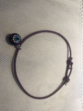 Swarovski Purple Cord Bracelet with Blue Crystal Charm